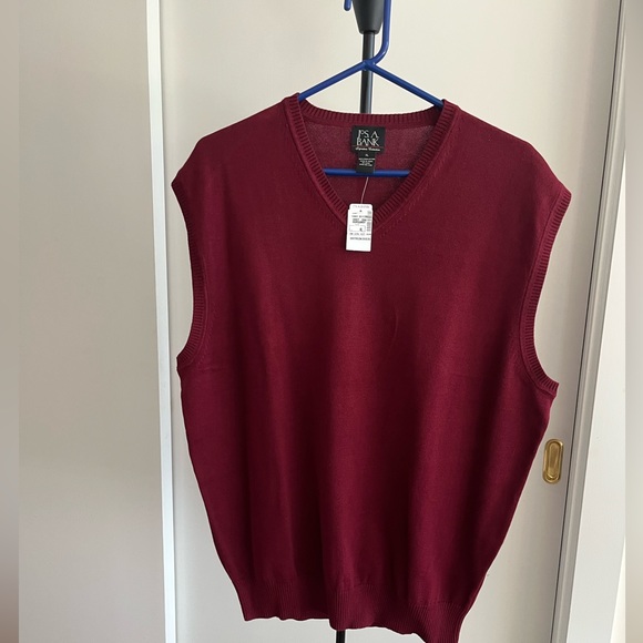 NWT Jos A Bank Signature Collection Pima cotton sweater vest burgundy wine 🍷 XL - Picture 1 of 6